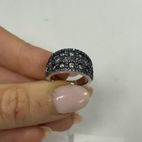 Suzy Levian Sterling Silver Blue & White CZ Pave Ring NWT - Picture 6 of 10
